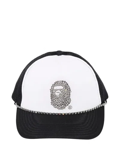 A Bathing Ape Crystal-embellished Cap In Black