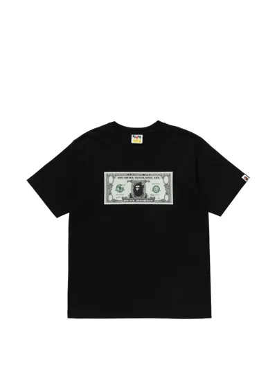 A Bathing Ape T-shirt Mit Dollar-print In Black