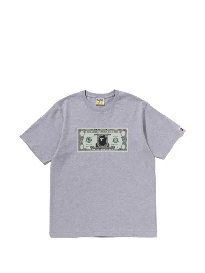 A Bathing Ape T-shirt Mit Dollar-print In Gray