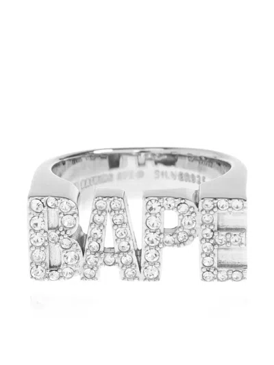 A Bathing Ape Embellished Ring In Silver
