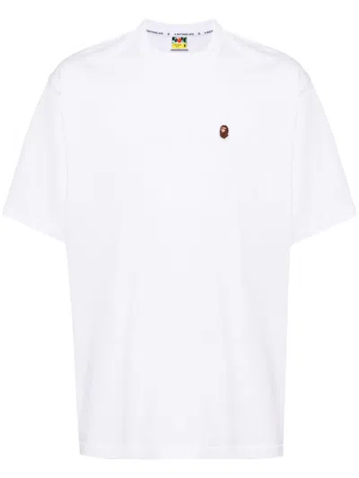 A BATHING APE EMBROIDERED-LOGO COTTON T-SHIRT