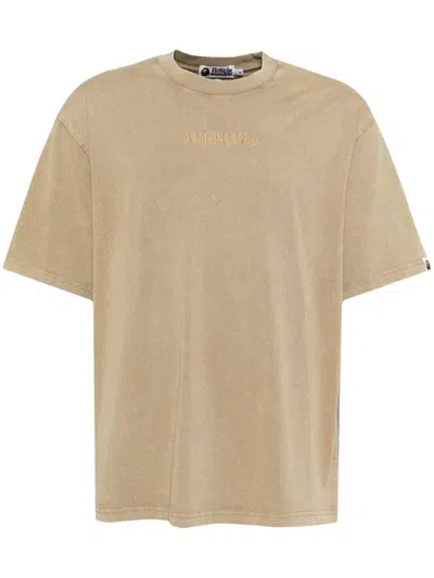 A Bathing Ape Embroidered Logo T-shirt In Neutrals