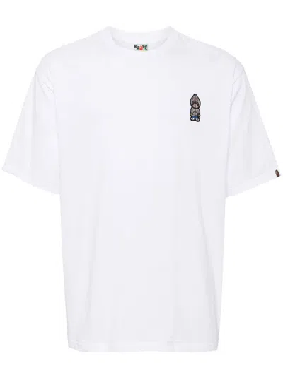 A Bathing Ape Embroidered Logo T-shirt In White