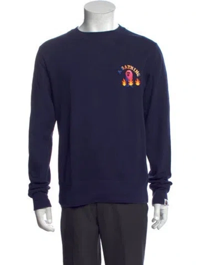 Pre-owned A Bathing Ape Emoji Logo Graphic Print Sweatshirt In Blue