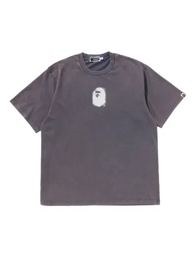 A Bathing Ape Face-logo Graphic T-shirt In Gray
