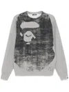 A Bathing Ape Pullover Mit Ausgeblichenem Print In Grau