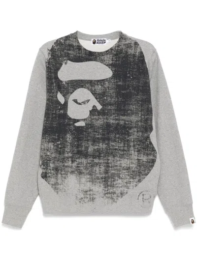 A Bathing Ape Pullover Mit Ausgeblichenem Print In Grau