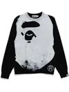 A Bathing Ape Pullover Mit Ausgeblichenem Print In Schwarz