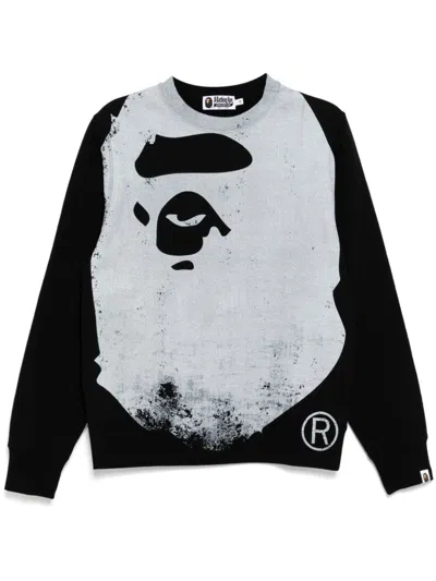 A Bathing Ape Pullover Mit Ausgeblichenem Print In Schwarz