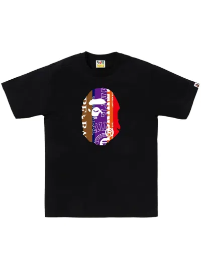 A Bathing Ape Fans Scarf Ape Head Cotton T-shirt In Black