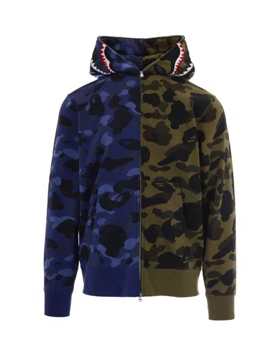 A Bathing Ape Felpa Split Camo Shark Full Zip In Multi