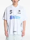 A Bathing Ape Flame-print Half-zip Jersey In White
