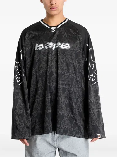 A Bathing Ape Flame-print Long-sleeve T-shirt