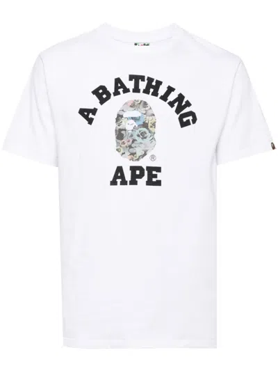 A Bathing Ape Floral Camo College Tee In White