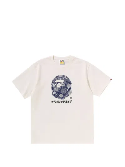 A Bathing Ape Floral-print T-shirt In Neutral