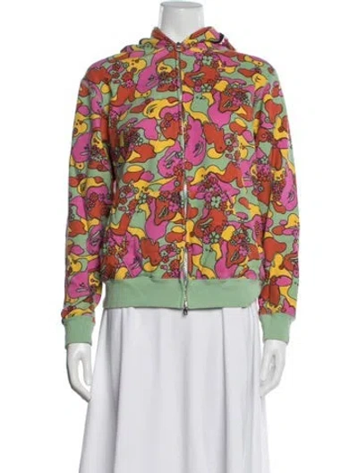 Pre-owned A Bathing Ape Full Zip Shark Floral Print Top In Multicolor
