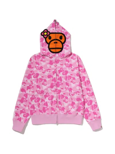 A Bathing Ape Full-zip Camouflage-print Hoodie In Pink