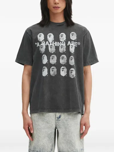 A Bathing Ape Garment Dye Logo-print T-shirt In Black