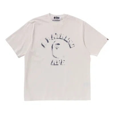 A Bathing Ape Garment Dye Spray Print College Relaxed Fit T-shirt 'ivory' In White