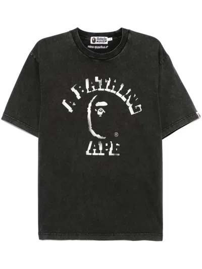 A Bathing Ape Garment Dye Spray Print Tee In Black