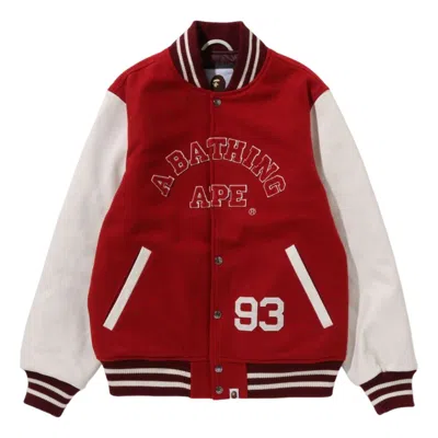 A Bathing Ape Giant Ape Head Varsity Jacket 'burgundy'