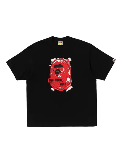 A Bathing Ape Graffiti Ape Head T-shirt In Black