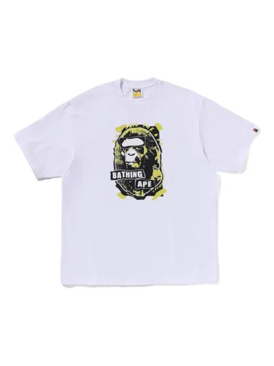 A Bathing Ape Graffiti Ape Head T-shirt In White