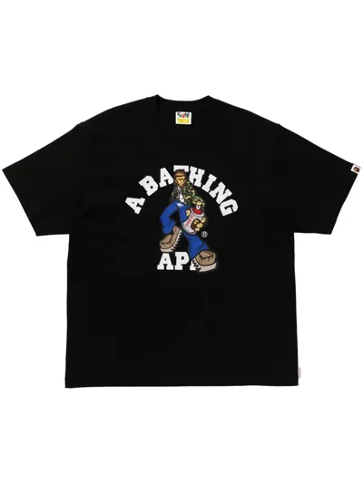 A Bathing Ape Graffiti Character Cotton T-shirt In Schwarz