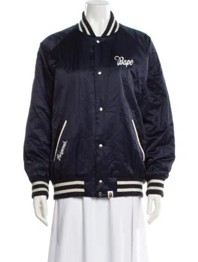 Pre-owned A Bathing Ape Graphic Print Bomber Jacket In Blue