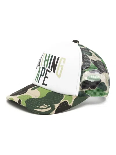 A Bathing Ape Graphic-print Cap In Green