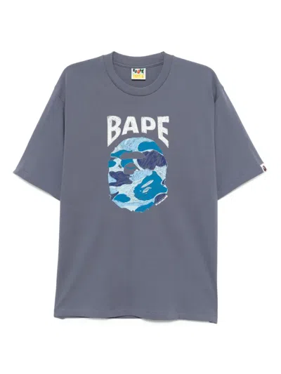 A Bathing Ape Graphic-print Cotton T-shirt In Blue