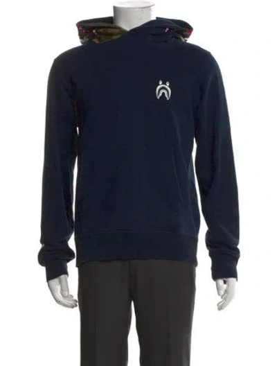 Pre-owned A Bathing Ape Graphic Print Crew Neck Hoodie In Blue
