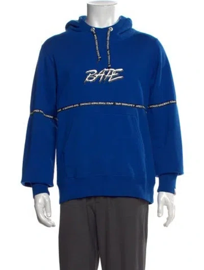Pre-owned A Bathing Ape Graphic Print Crew Neck Hoodie In Blue