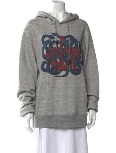 Pre-owned A Bathing Ape Graphic Print Crew Neck Hoodie In Grey
