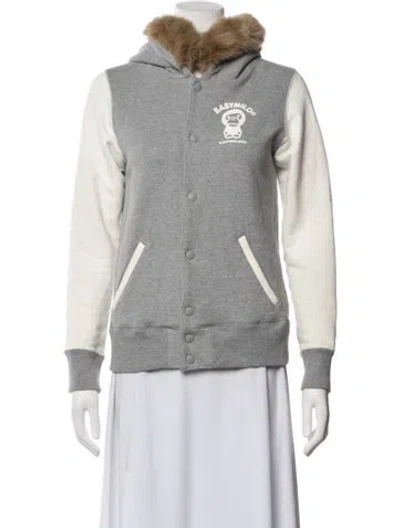 Pre-owned A Bathing Ape Graphic Print Crew Neck Hoodie In Grey