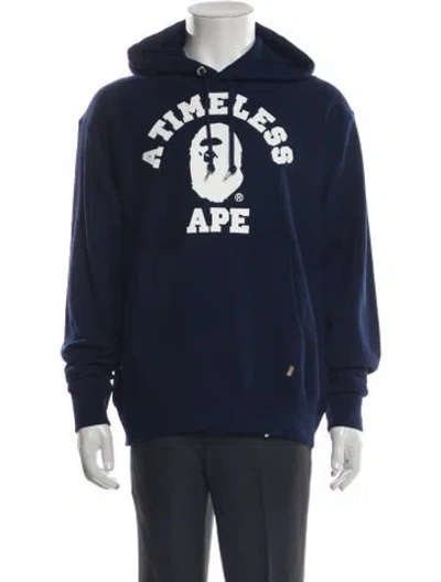 Pre-owned A Bathing Ape Graphic Print Crew Neck Hoodie W/ Tags In Blue