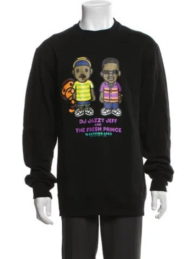 Pre-owned A Bathing Ape Graphic Print Crew Neck Sweatshirt In Black