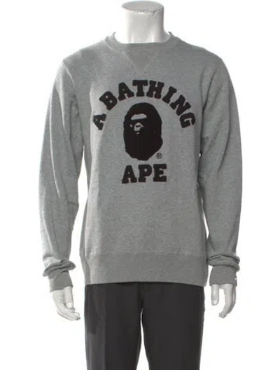 Pre-owned A Bathing Ape Graphic Print Crew Neck Sweatshirt In Grey
