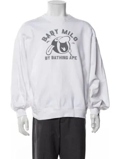 Pre-owned A Bathing Ape Graphic Print Crew Neck Sweatshirt In White
