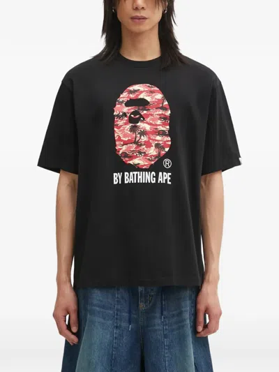 A Bathing Ape Graphic-print Crew-neck T-shirt In Black