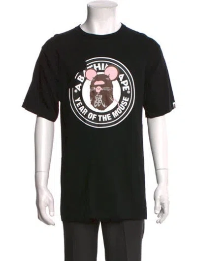 Pre-owned A Bathing Ape Graphic Print Crew Neck T-shirt In Black