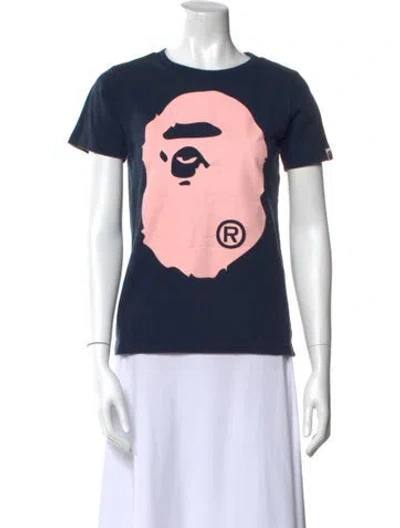 Pre-owned A Bathing Ape Graphic Print Crew Neck T-shirt In Blue