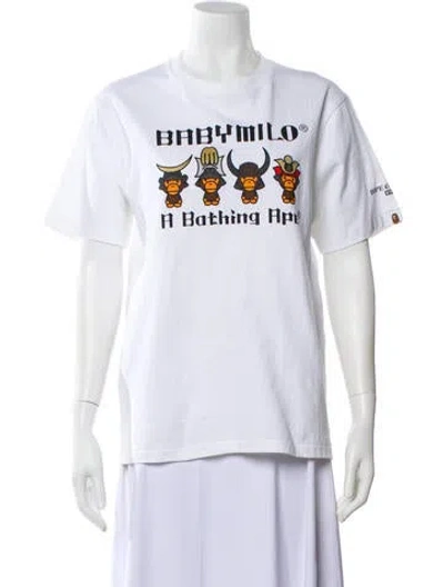 Pre-owned A Bathing Ape Graphic Print Crew Neck T-shirt In White