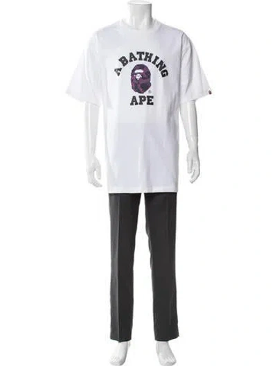 Pre-owned A Bathing Ape Graphic Print Crew Neck T-shirt In White