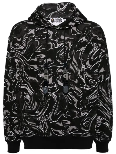 A Bathing Ape Graphic Print Hoodie In Black