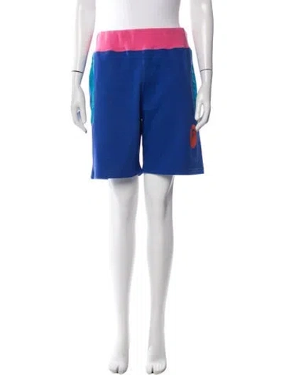 Pre-owned A Bathing Ape Graphic Print Jogger Shorts In Blue