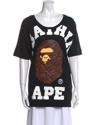 Pre-owned A Bathing Ape Graphic Print Scoop Neck T-shirt In Black