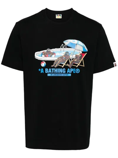 A Bathing Ape Graphic Print T-shirt In Black