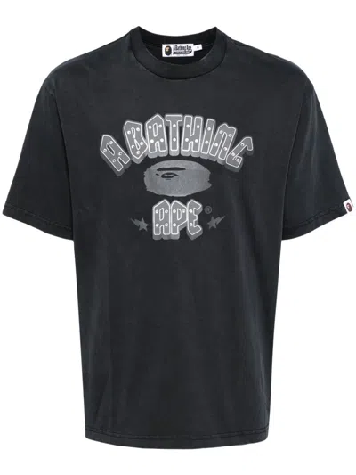 A Bathing Ape Graphic Print T-shirt In Grey