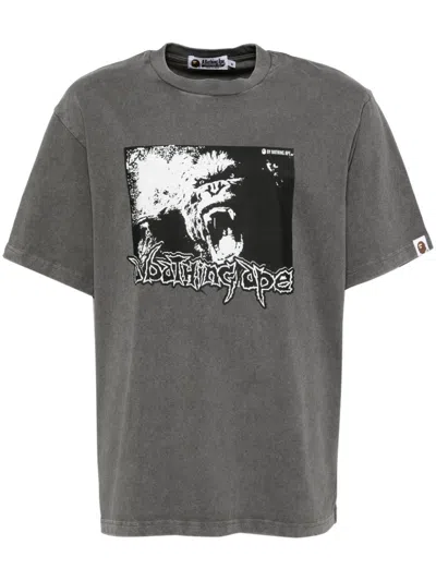 A Bathing Ape Graphic Print T-shirt In Grey